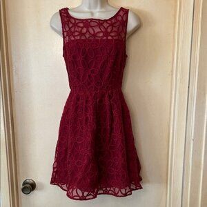 BB Dakota Burgundy Lace Mini Dress size 0